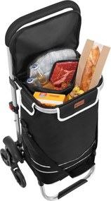 Nákupný vozík 3 v 1 na schody - objem 56 l, čierny