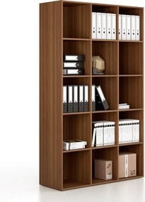 Regál FRAME, vysoký, 3 stĺpce, 2162 x 1299 x 450 mm, orech