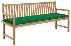 Záhradná lavička, zelená podložka 175 cm, tíkový masív 3062804