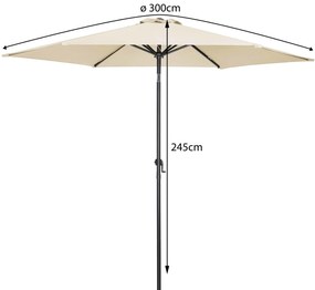 InternetovaZahrada Záhradný slnečník Ø300 cm - béžový