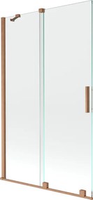 Mexen Velar, 2-krídlová posuvná vaňová zástena 110 x 150 cm, 8mm číre sklo, medená matná, 896-110-000-01-65