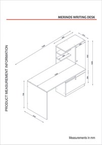 Pracovný stôl Merinos White and Walnut