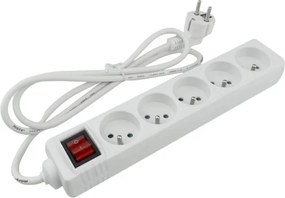 ECOLIGHT Predlžovací kábel 1,5m - 5 zásuviek - biely