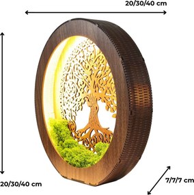 Strom života LED lampa z dreva a machu | ZIVENA: HDF - Orech 20 cm 4785-115180 LED0610