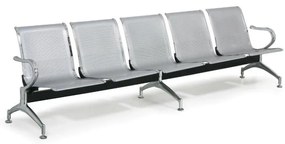 Kovová lavica do čakární STRONG, 5-sedadlo, strieborná