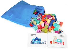 WELLHOX Drevené vzdelávacie bloky city mat 121 ks