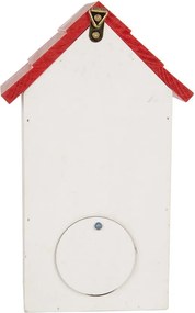 Bielo-červená dekoračná vtáčia búdka s kvetmi Birdhouse - 15*10*22 cm