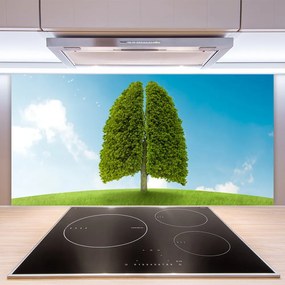 Sklenený obklad Do kuchyne Tráva strom pľúca príroda 125x50 cm