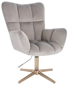 LuxuryForm DESIGN Otočné kreslo AURORA VELUR na zlatom kríži - svetlosivé