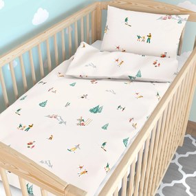 Goldea vianočné detské bavlnené obliečky do postieľky - zimné radovánky 90 x 120 a 40 x 60 cm