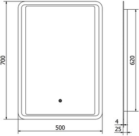Mexen Zusa, LED kúpeľňové zrkadlo s podsvietením 50x70 cm, 6000K, ochrana proti zahmlievaniu, 9808-050-070-611-00