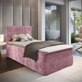 Čalúnená posteľ boxspring GLORIEN VELVET 90x200 cm ružová Matrac: Matrace Bonell pružinová