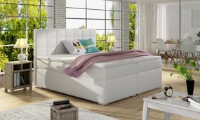 Manželská posteľ Boxspring 140 cm Abbie (biela) (s matracmi). Akcia -20%. Vlastná spoľahlivá doprava až k Vám domov. 1027410
