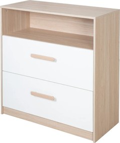 Biela/v prírodnej farbe detská komoda v dekore duba s prebaľovacím pultom 88x98x75 cm Cabane – Roba