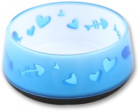 Modrá plastová miska pre mačiatka LOVE BOWL