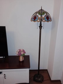 Tiffany stojaca lampa Romantic 129 HuizhouOufuLighting v162xš40,sklo/kov,40W