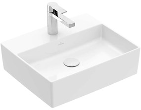 VILLEROY &amp; BOCH Memento 2.0 obdĺžnikové umývadlo na dosku s otvorom, bez prepadu, 500 x 420 mm, biela alpská, s povrchom CeramicPlus, 4A0751R1