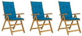 Skladacie záhradné stoličky s podložkami 3 ks akáciový masív 3064108
