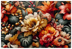 Obraz - Oranžovo-červené kvety (90x60 cm)