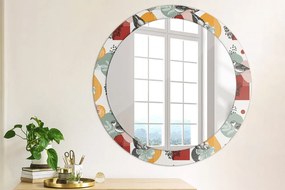 Okrúhle ozdobné zrkadlo Abstrakcia s vtákmi fi 80 cm