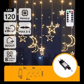 Aigostar - LED vonkajšia vianočná reťaz 120xLED/6W/230V/8 funkcií 3x0,6m IP44 teplá bielaDO