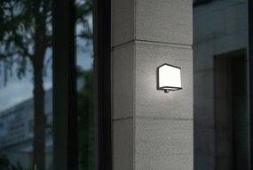 LUTEC Vonkajšie solárne nástenné LED svietidlo DOBLO so senzorom, 12 W, denné biele svetlo, sivé, IP44