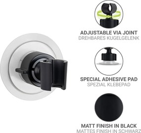 Čierny plastový držiak na sprchu bez vŕtania Libertà – Wenko