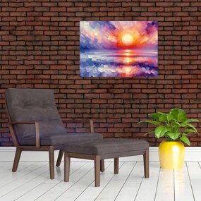 Sklenený obraz - Farebný umelecký západ slnka (70x50 cm)