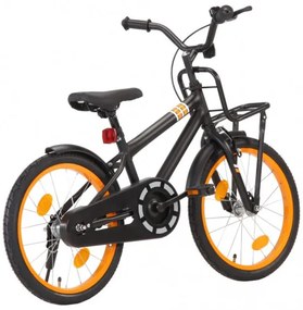 vidaXL Detský bicykel s predným nosičom 18 palcový čierny a oranžový-
