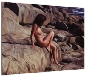 Sklenený obraz - Maľba ženy (70x50 cm)