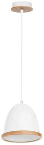 Závesné svietidlo Studio, 1x drevené/biele kovové tienidlo, (fi 21cm), w/br