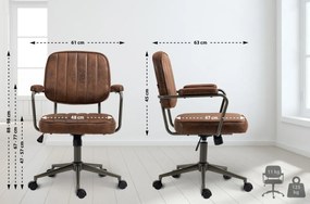 Design-Shop Kancelárska stolička Natrona v industriálnom štýle - koženka - Cognac antik