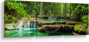Obraz - Vodopád Erawan v Kanchanaburi, Thajsko (s hodinami) (90x30 cm)