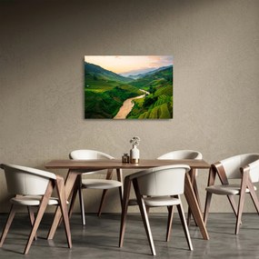 Sklenený obraz - Ryžové terasy II. (70x50 cm)