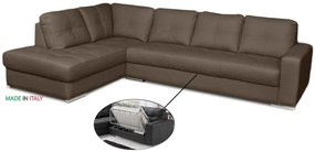 Kožená sedacia súprava s rozkladom na každodenné spanie ALEXIE – rohová, ľavá, hnedá (tortora 312)