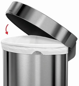 Pologuľatý pedálový kôš 60 l, kartáčovaná oceľ, nerez