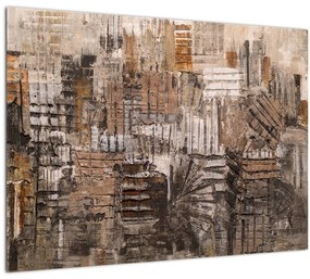 Sklenený obraz - Abstrakcia v hnedých tónoch (70x50 cm)