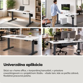 Elektrický stôl s nastavením výšky ergonomický antracitovo-bieli, 1400x700 mm: ARIA