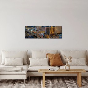 Obraz nočného Las Vegas (s hodinami) (90x30 cm)