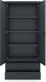 Modulárna kovová multifunkčná skriňa s dvoma zásuvkami antracitová MEGAN 1950 x 900 x 400 mm