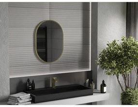 Mexen Loft, oválne kúpeľňové zrkadlo 70 x 50 cm, farba rámu zlatá lesklá, 9851-070-050-000-50