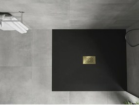 Mexen Hugo, obdĺžniková sprchová vanička SMC 120 x 100 cm, čierna, zlatá krytka, 42701012-G