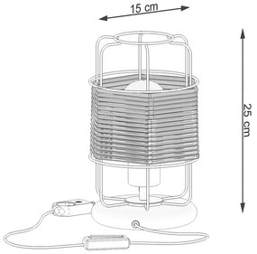 Stolná lampa Gizur, 1x šnúra/čierne drôtené tienidlo