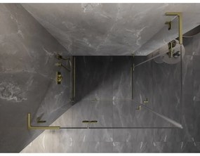 Mexen Lunar, L Duo výklopný sprchový kút 110 x 105 cm, 8mm číre sklo, zlatý matný profil, 834L-110L-105P-55-00