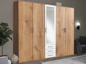 Šatníková skriňa Ben, 225 cm, doskový dub/biela