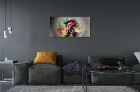 Obraz na skle Klaun farba poznámky 140x70 cm