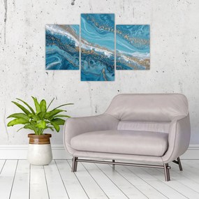 Obraz - Bledomodrý mramor so zlatom I. (90x60 cm)