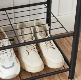 Kovová predsieňová stena INDUSTRY 175 cm, čierna/svetlohnedá