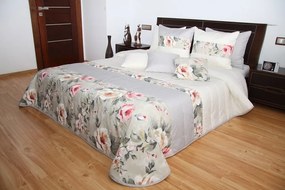 Prehoz na posteľ smotanovej farby s ružami Šírka: 200 cm | Dĺžka: 220 cm