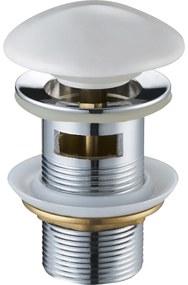 Mexen uzatvárateľná umývadlová odtoková zátka ClickClack, s prepadom, biela keramická, 79920-25